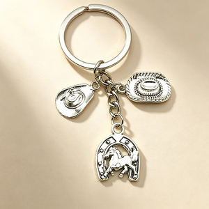 Custom Zinc Alloy Western Cowboy Keychain <b>Engraved</b> Logo Vintage Cowboy Hat Boot Metal <b>Key</b> <b>Ring</b> Souvenir Gift - Product Image 6