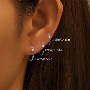 CANNER Ensemble de 3 boucles d'oreilles clous en argent sterling 925 plaqué or, avec zircon en forme de C à quatre griffes, bijoux pour femme - Product Image 4
