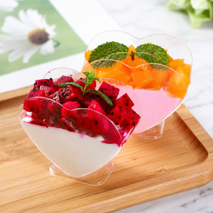 Gobelet à dessert transparent en forme <span class=keywords><strong>de</strong></span> cœur avec base, 80 ml, jetable, en PS, pour mousse, pudding, yaourt, fruits, mariage, Saint-Valentin, fête - Product Image 3