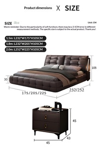 Lit double en cuir véritable Cloud <span class=keywords><strong>pour</strong></span> chambre principale, nouveau modèle 2026, style italien <span class=keywords><strong>de</strong></span> luxe léger, avec rangement éclairé et rembourrage doux - Product Image 2