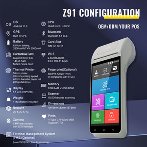 ระบบ POS รุ่นใหม่ Android 11.0 Z91 พร้อมเครื่องอ่านบัตร NFC และเครื่องพิมพ์ความร้อนในตัว หน้าจอสัมผัส 5.5 นิ้ว - Product Image 3