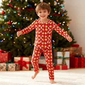 Ensemble de <span class=keywords><strong>pyjama</strong></span> pour <span class=keywords><strong>garçon</strong></span> en tricot, design Noël et Nouvel An, vêtements de nuit pour bébé, <span class=keywords><strong>pyjama</strong></span> blanc à bordure rouge - Product Image 4