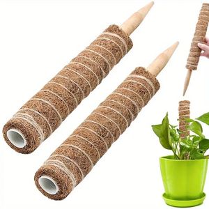 High Quality Gardening Supplies Potted Plant Climbing Rod Coconut Stackable Coir Moss Pole With Anti Mouldy Beech Wooden Stake
