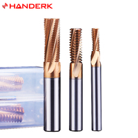 HANDERK, juego de fresas de extremo de rosca de carburo de tungsteno de 1/3/4 dientes personalizado, fresa de rosca Hrc55 para máquina herramienta CNC