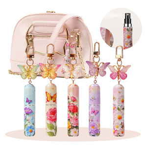 Nouveauté Bestseller Flacon de parfum miniature <span class=keywords><strong>en</strong></span> plastique de 5 ml, porte-clés avec breloque, design papillon, atomiseur rechargeable de 5 ml, portable pour les voyages - Product Image 1