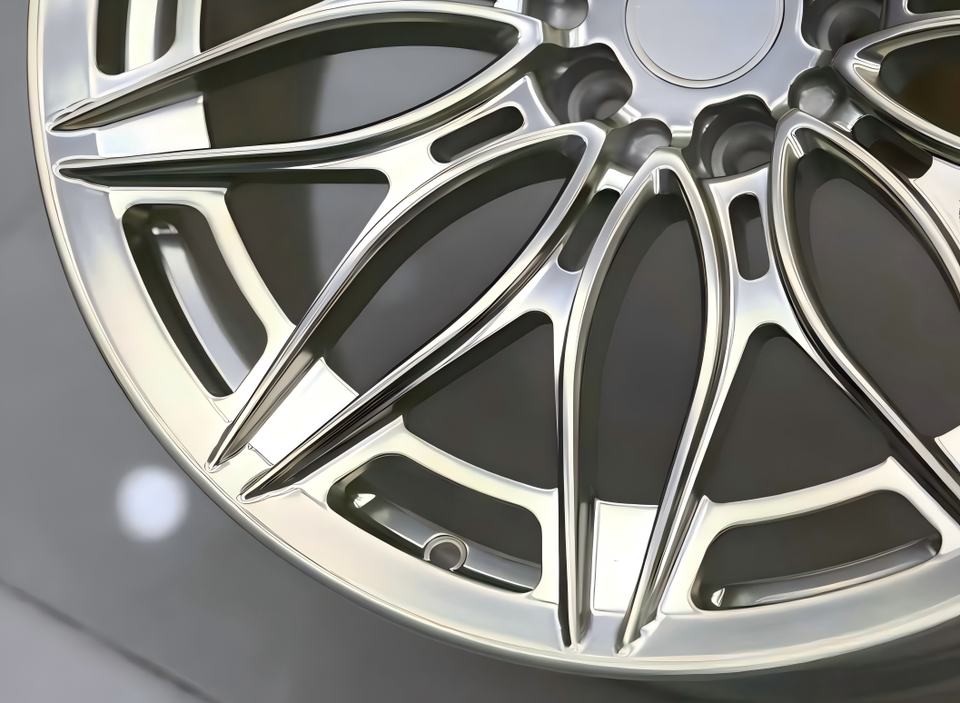 Performance Forged Racing Wheel Rim Monoblock Polished Silver Thin Mesh ...