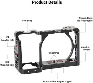 Pour SmallRig en alliage d'aluminium caméra Cage plate-forme pour Sony A6500 A6300 A6000 ILCE 6000 Nex 7 Shoe Mount Thread Trous <span class=keywords><strong>1661</strong></span> - Product Image 3