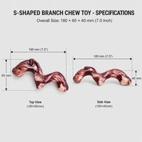 Jouet à mâcher pour chien en nylon PA de 7 pouces en forme de S, résistant aux morsures, bâton molaire durable pour la dentition, jouet interactif moderne pour animaux de compagnie