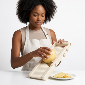 JAYA MATA VS101 Mandoline japonaise pour légumes, râpe et trancheuse avec 3 lames en acier inoxydable, fonctionnement manuel, protège-mains - Product Image 1