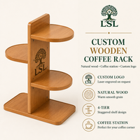 Moderne houten mokhouder met 4 lagen, bureau-organizer voor koffiekopjes en waterglazen, keukenopbergrek