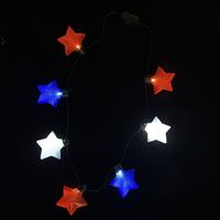 Collier lumineux LED clignotant 7 étoiles, rouge, blanc, bleu, collier à cinq branches en forme d'étoile, accessoire de fête patriotique pour la fête de l'Indépendance