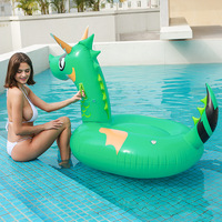 Neues Phthalatfreies PVC Grünes Drachen-Einhorn-Schwimmkissen für Pool und Wassersport, Langlebig für Frauen