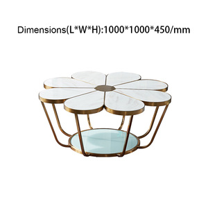 Table basse en marbre <span class=keywords><strong>de</strong></span> luxe en forme <span class=keywords><strong>de</strong></span> marguerite avec cadre en métal plaqué or, <span class=keywords><strong>rangement</strong></span>, salon, meubles <span class=keywords><strong>de</strong></span> maison - Product Image 6