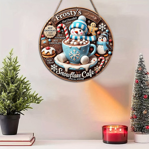 Decoraciones navideñas festivas en stock, gnomos de chocolate caliente con logo redondo, decoración para el hogar, etiqueta colgante de madera - Product Image 4