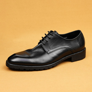 Men Brown Leather Oxfords Pointed Toe Lace-up Anti-Slippery Rubber Outsole Career All Seasons Wedding shoes wholesale - Product Image 5