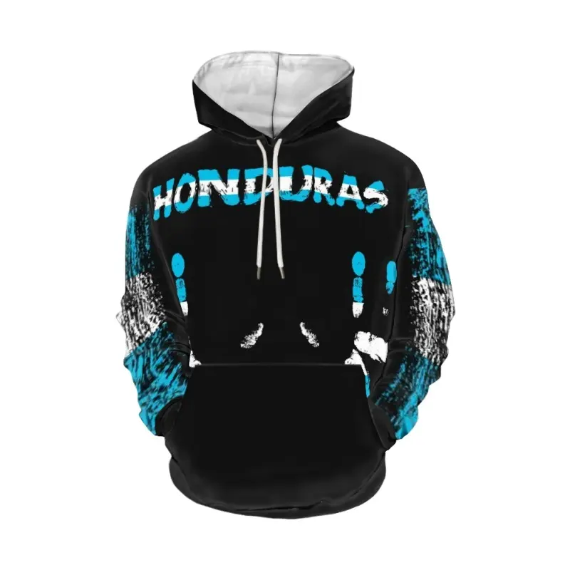 Personalizzazione grafica Honduras Gesture felpe con cappuccio Hip Hop oversize felpa con cappuccio nera con stampa a sbuffo felpa con cappuccio personalizzata con coulisse tascabile