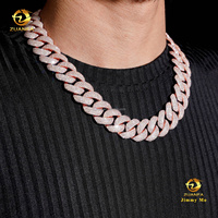 Collier personnalisé avec nom, en argent massif 925, couleur or rose, 20 mm, grand modèle, 4 rangs, serti de diamants Moissanite, style Hip Hop, Miami Cuban Link