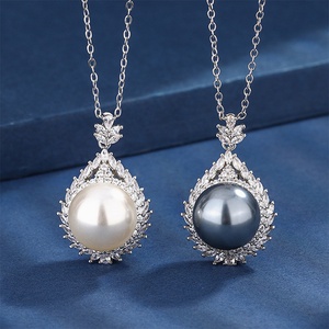 Bulk Supply Trendy Eco-friendly Copper Silver Plated Jewelry Elegant 14mm Shell Pearl Pendant Necklace for Female Daily Wear - Product Image 2