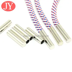 Metal Shoelace Aglet Tips Round Nylon Rope With Shiny Silver Metal Aglets Brass Head Cord Ends For Hoodies Sport Pants