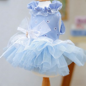 Vestido de Princesa para Mascotas, Azul Hielo, con Velo de Nieve, Falda de Tul Floral, para Perros Pequeños y Medianos, Vestido de Poliéster para las Cuatro Estaciones - Product Image 2