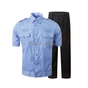 Profesyonel işlemeli özel logo düğme up erkek gömlek kısa kollu iş üniforma beyaz güvenlik görevlisi kıyafet ile pantolon - Product Image 4