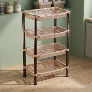 Four Tier Plastic Storage Rack Rectangle Standing Type Outdoor Bathroom <b>Kitchen</b> Multifunctional Modern - Product Image 3