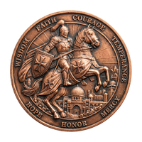 Pièce commémorative en cuivre fin 999 de 1 oz, motif animal imprimé UV, Chevalier Templier, Foi Chrétienne, Courage, Honneur, Philippiens
