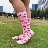Chaussettes personnalisées pour femme avec logo, idéales pour l'automne, en nylon/coton/spandex, écologiques, avec logo sur le bord/le corps, emballage en forme de coupe de crème glacée
