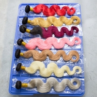 FH Lot de Cheveux Humains Vierges Brésiliens Remy Double Drawn, Lisses et Ondulés, Colorés, Vente en Gros, 16-30 pouces