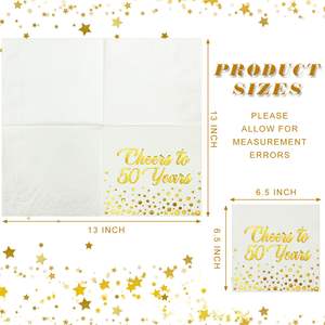 กระดาษเช็ดปากค็อกเทลทรงสี่เหลี่ยมพิมพ์ลายทองคำฉลองครบรอบ 50 ปี พร้อมโลโก้สั่งทำ ผลิตจากเยื่อไม้บริสุทธิ์ ใช้แล้วทิ้ง จำหน่ายแบบยกแพ็ค - Product Image 3