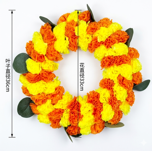 Decorazione per il Giorno dei Morti Messicano, Ghirlanda di Fiori di Calendula Arancioni Artificiali - Product Image 5
