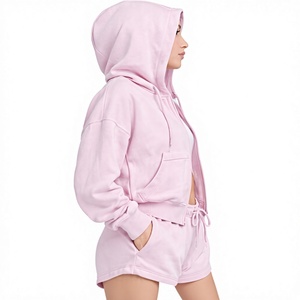 Novedades 2026: Conjunto de 2 Piezas de Ropa Deportiva para Mujer, Chaqueta con Capucha y Pantalones de Felpa Francesa, 100% Algodón, Corte Holgado - Product Image 4