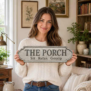 Letrero Metálico Vintage de Estilo Rústico y Divertido con la frase 'The Porch Sit Relax Gossip', para Porche, Patio de Casa de Campo, Arte de Pared - Product Image 3