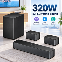 Barre de son ULTIMEA 5.1 pour TV 320W avec caisson de basses sans fil, deux enceintes arrière, câble de 19,6 pieds, HD ARC, BT et optique