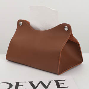 Boîte à mouchoirs en cuir minimaliste, blanc, noir, marron, kaki, autoportante, multi-usages, pour bureau, voiture, maison - Product Image 4