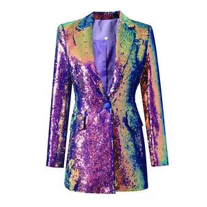 Ocstrade Осенняя 2023 женская одежда тяжелый промышленный костюм с блестками Топ на одной пуговице пальто с длинным рукавом блестками куртка для женщин 2023