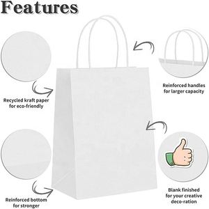 Bolsas de Papel Kraft Medianas Económicas de Aston, Bolsas de Compras de Papel Kraft, Bolsas de Papel Blancas con Asas - Product Image 2