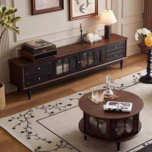 Mueble para TV Nuosen de 2.2m, Madera Sólida, Estilo Retro Francés, Mueble de Almacenamiento para Sala de Estar - Product Image 2