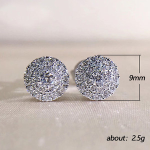 Orecchini a perno rotondi con brillantini per donna, orecchini classici con intarsi, gioielli semplici per l'uso quotidiano - Product Image 5