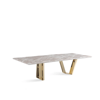 Table à manger moderne haut de gamme pour l'intérieur, meubles de salle à manger, table rectangulaire en marbre minimaliste pour hôtel, villa