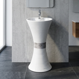 Nouvelle vasque sur pied carrée moderne en marbre, monobloc, de luxe, pour hôtel et sous-sol - Product Image 3