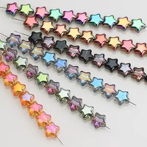 8 מ""מ כוכב קריסטל חרוזים רופפים לקישוט מסיבת רב צבעים פנטגרם תליון זכוכית חרוזים קסמי אמנות DIY סיטונאי