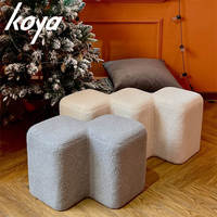 Gepolsterter Bouclé-Lammwollstoff Kleiner Ottoman Pilzförmiger Runder Hocker Stuhl Wohnzimmer Sofa Ecke Kleiner Sitzhocker