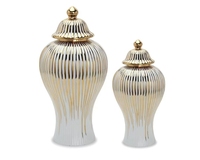 Vase en céramique moderne Art Déco de luxe, blanc et or, écologique, pour la maison et les restaurants, grand vase décoratif en porcelaine