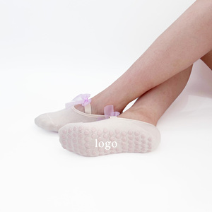 Premium Anti-Slip Pilates <strong>Socks</strong> <strong>for</strong> <strong>Gym</strong> Yoga Studio Soft Comfortable Breathable No-show <strong>Socks</strong> with Pink Lace Bow Decoration - Product Image 2