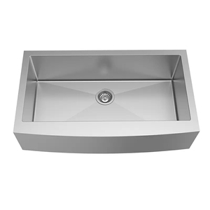 Évier de cuisine domestique en acier inoxydable brossé, à cuve unique carrée, avec façade incurvée - Product Image 3