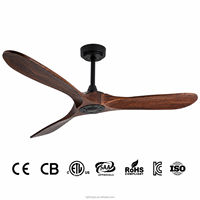 Nouveau ventilateur de plafond transfrontalier à moteur DC LED de 52 pouces avec design nordique moderne, télécommande 6 vitesses, lampe ventilateur rétro en bois