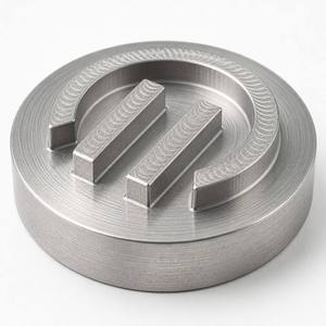 CNC 5-Axis Machined Aluminum Engraved Logo Disc Raised Lettering Ball Nose Finish for Industrial Nameplate Plaque - Product Image 1
