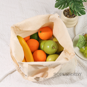 Bolsa de Mano Personalizada con Logotipo, Color Beige Natural, Duradera, de Gran Capacidad, de Lona de Algodón, Plegable, con Bolsillo - Product Image 5