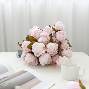 Nuevo Ramo de Peonías Artificiales Rosadas de Plástico y Tela para Decoración de Bodas y Hogar, Estilo Retro de 4 Cabezas - Product Image 4